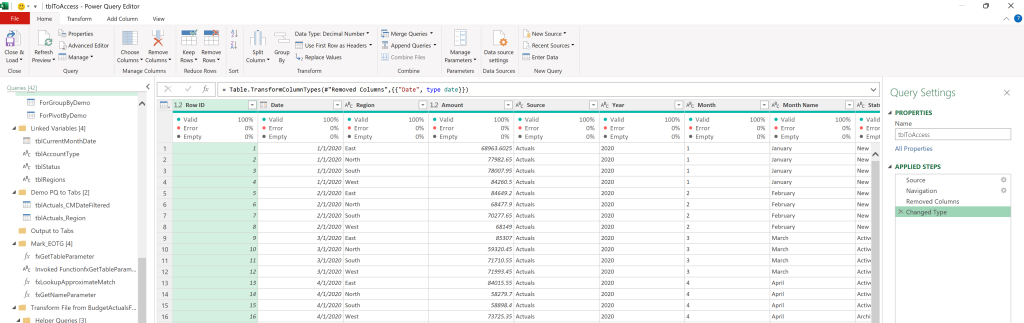 Import Access Data into Excel 365 via Power Query Blog Post: Image of Power Query Editor.