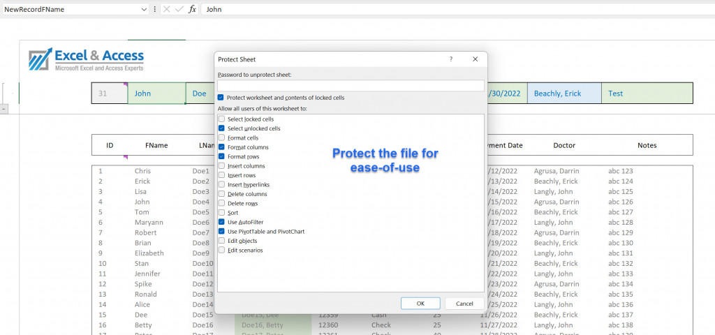 This image shows how to protect a tab, to control the user and what they can do on the tab.