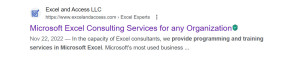 Excel and Access, LLC is an Excel, Access, SQL Sever, and Azure Consultancy.