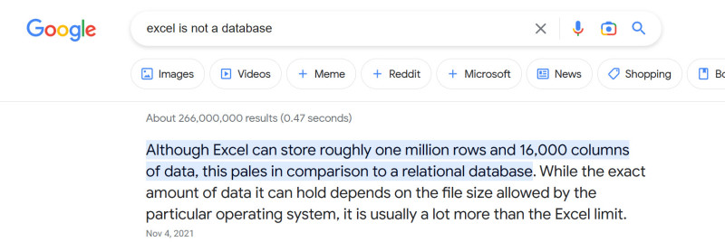 Microsoft Excel 365 is not a Database - Integrate w/ one Instead.