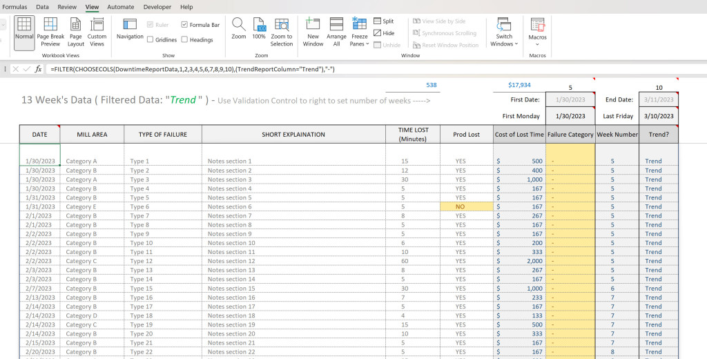 We often use the new Dynamic Array Functions for trend reporting. We combine them with traditional Excel functions for best results.