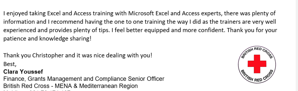 We are hired internationally for our remote based Microsoft Excel Training classes.