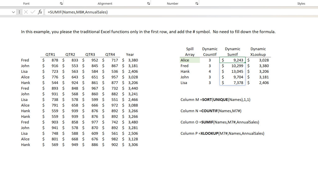 Excel Dynamic Array Functions Simplify Excel Reporting because they make all of your functions dynamic, when you reference a dynamic range.