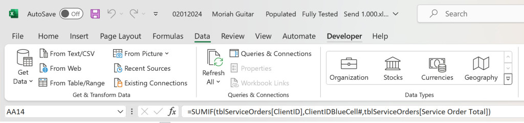 Image of Excel Function