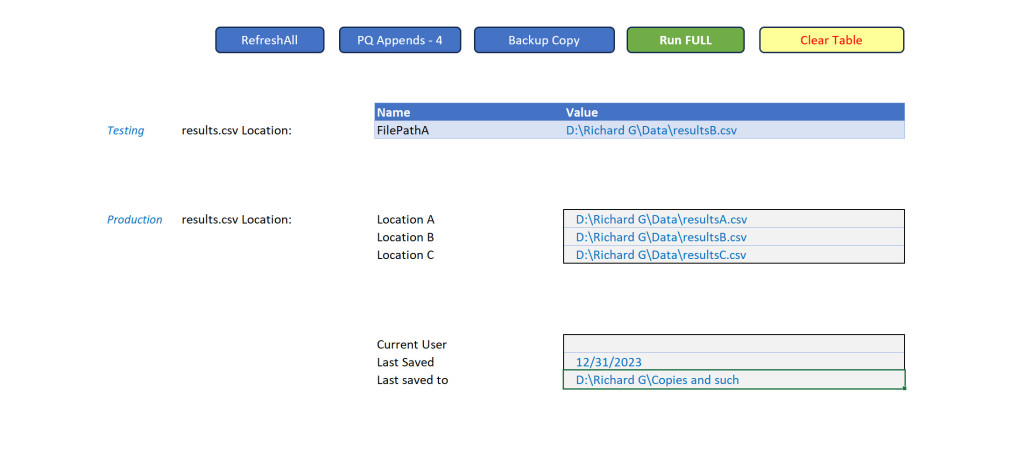 Image of Excel feeding Power Query variables.