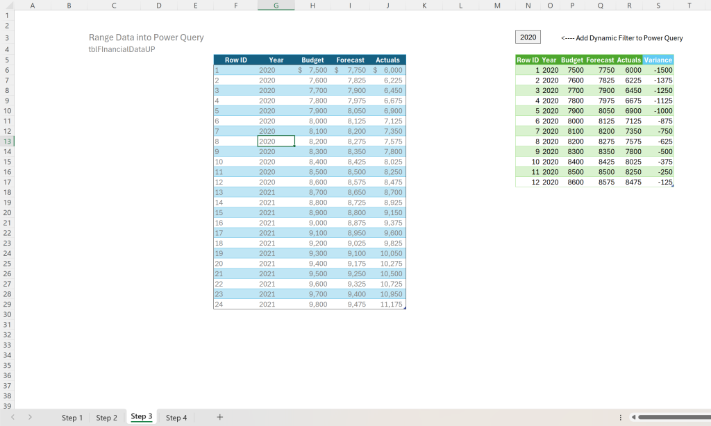 Image of Excel Table uploading to Power Query, and then loaded to Sheet as a Power Query Table.