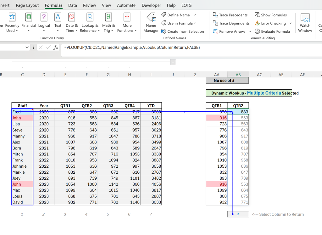 How to Program Excel Dynamic Array Functions Blog Post: Image of Excel, and of the VLookup function being used.
