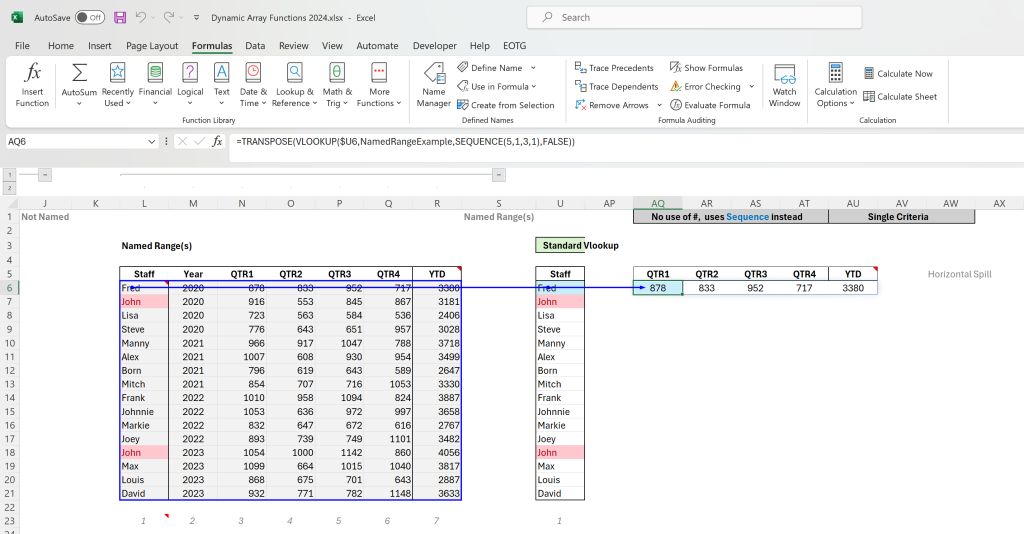 How to Program Excel Dynamic Array Functions Blog Post: Same as image above, but different function.