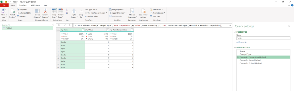 Onsheet versus Offsheet Excel Programming Post: Image of RANK Function in Power Query Editor, M-Code.