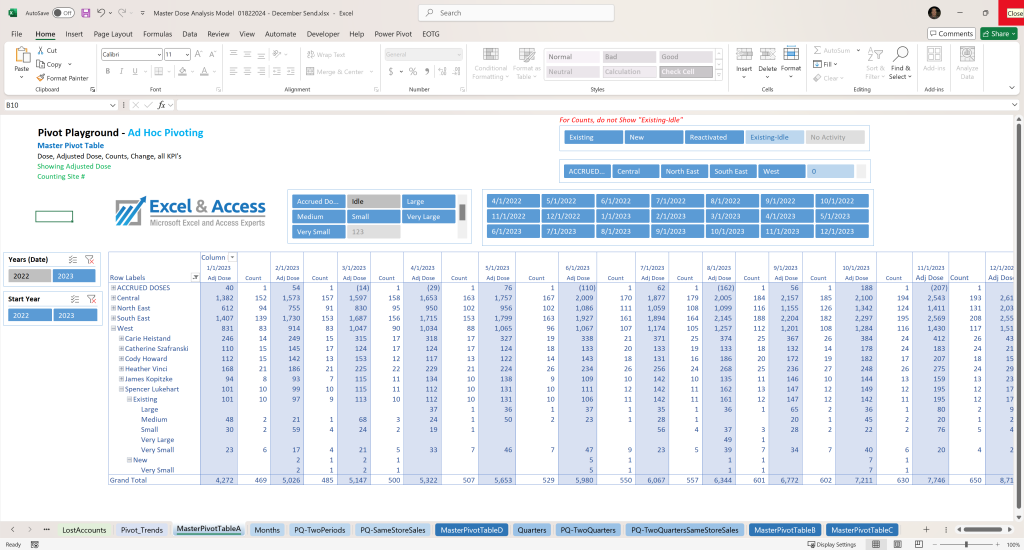 Case Study: How Power Query is Used in Business Finance Post: Image of Pivot Table based Excel Dashboard.