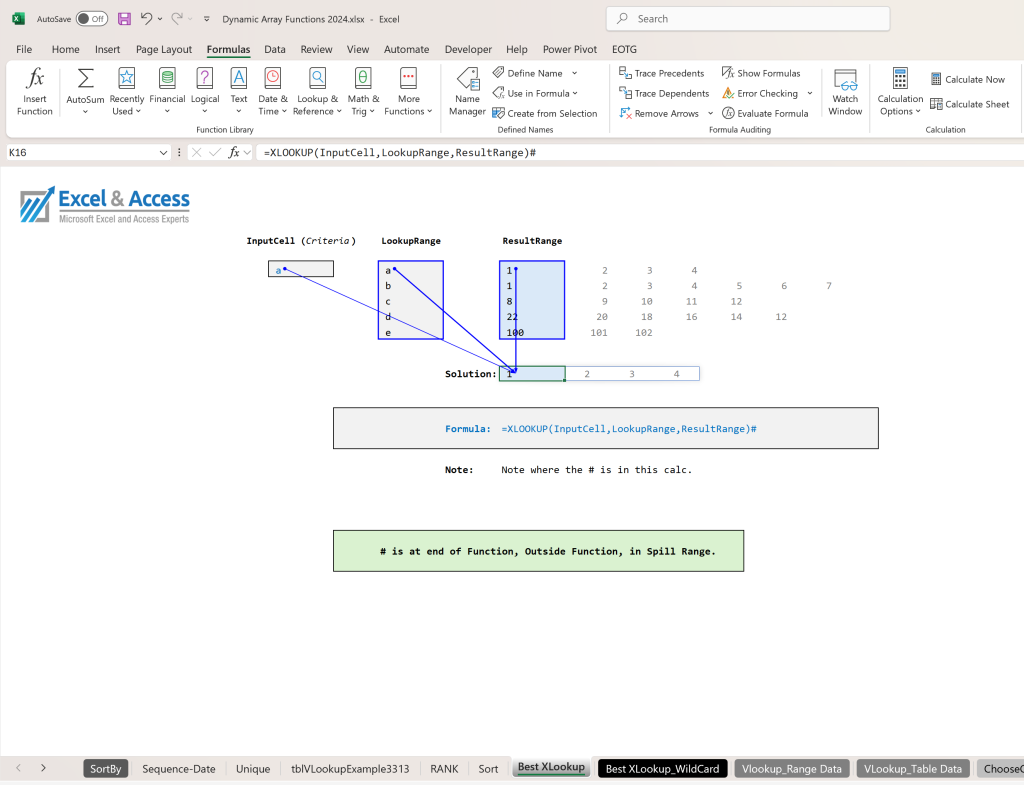 Excel Lookup Functions Versus Joins Blog Post: Image of Excel XLOOKUP Function being used.