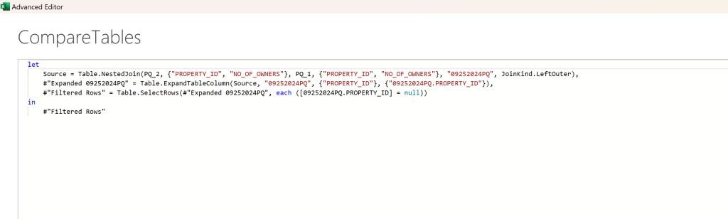Image of M-Code Editor in Power Query.