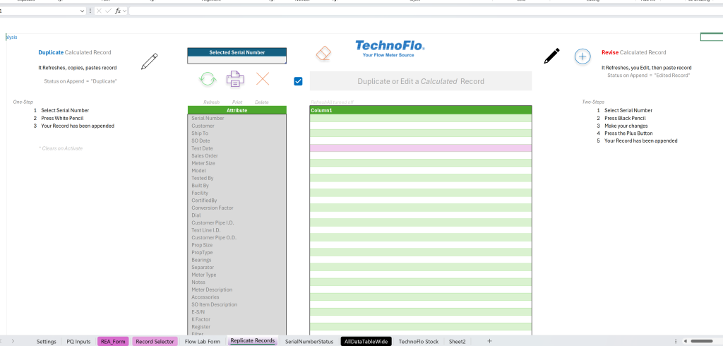 Image of a Power Query Table being used as a Data Entry/Edit Form.