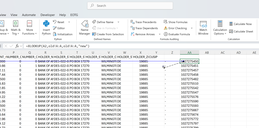 Image of CSV file