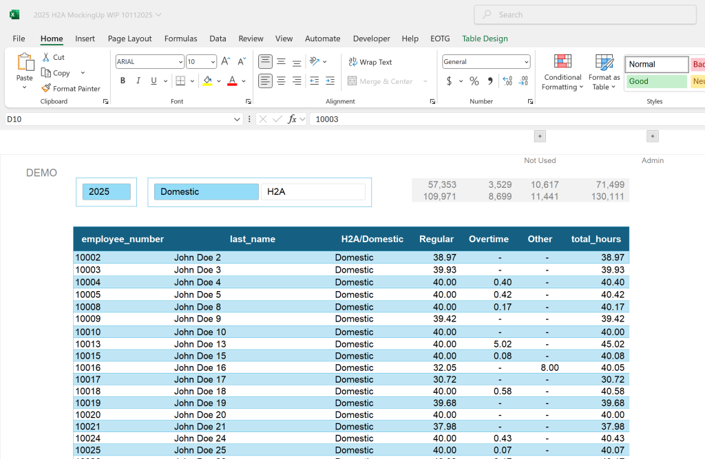 Image of Excel Table