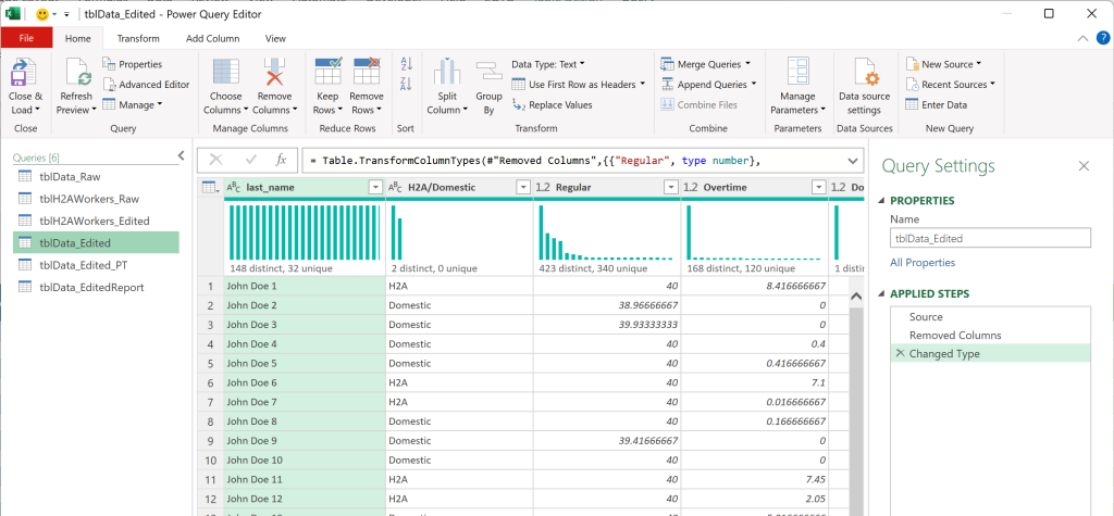 Image of Power Query Editor in use.