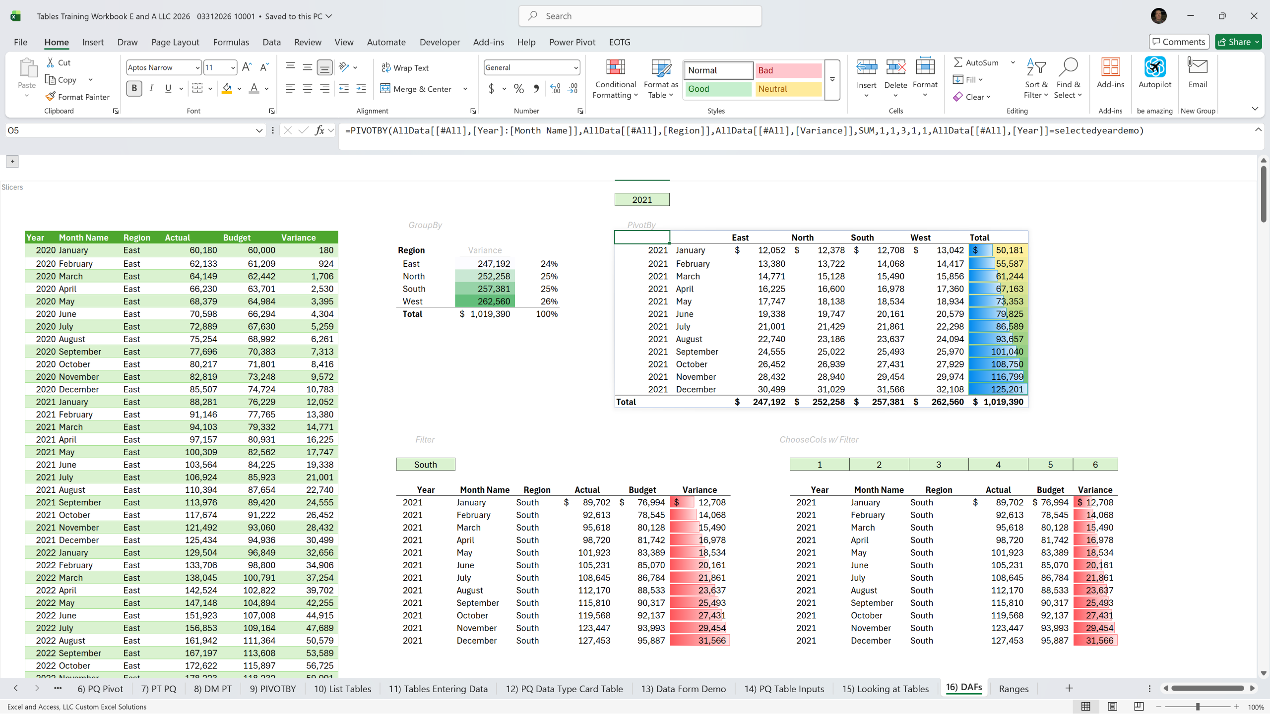 Image of DAF looking at Excel Table for data.