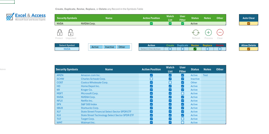 Image of Excel Tables & Power Query Tables used as data entry forms.