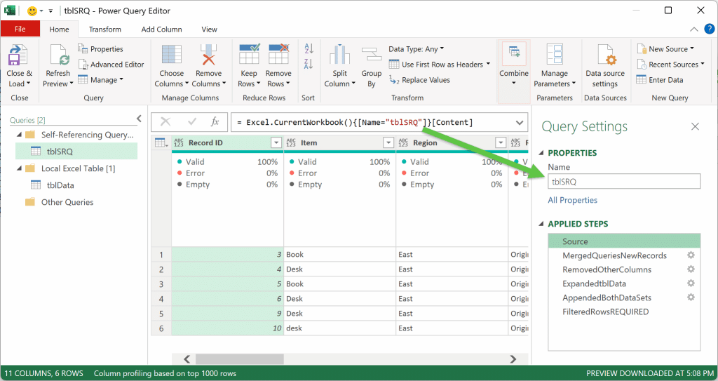 Image of the Power Query Editor.