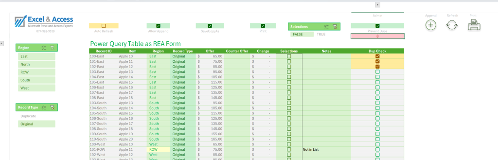 Automated Excel application built with Power Query and VBA.