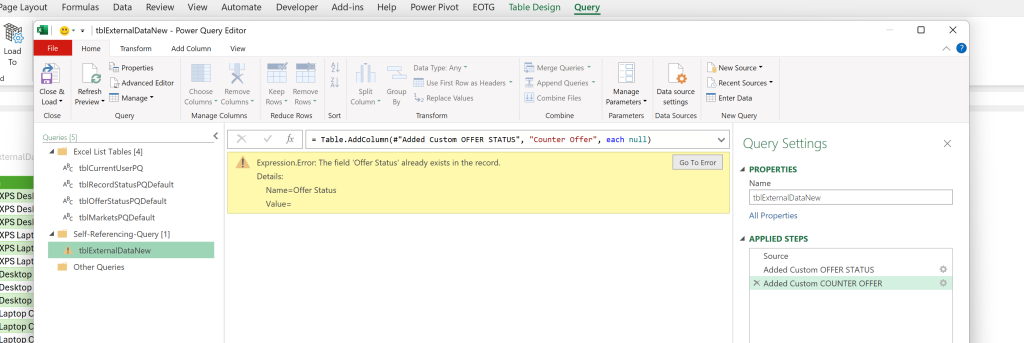 Image showing error in editor.