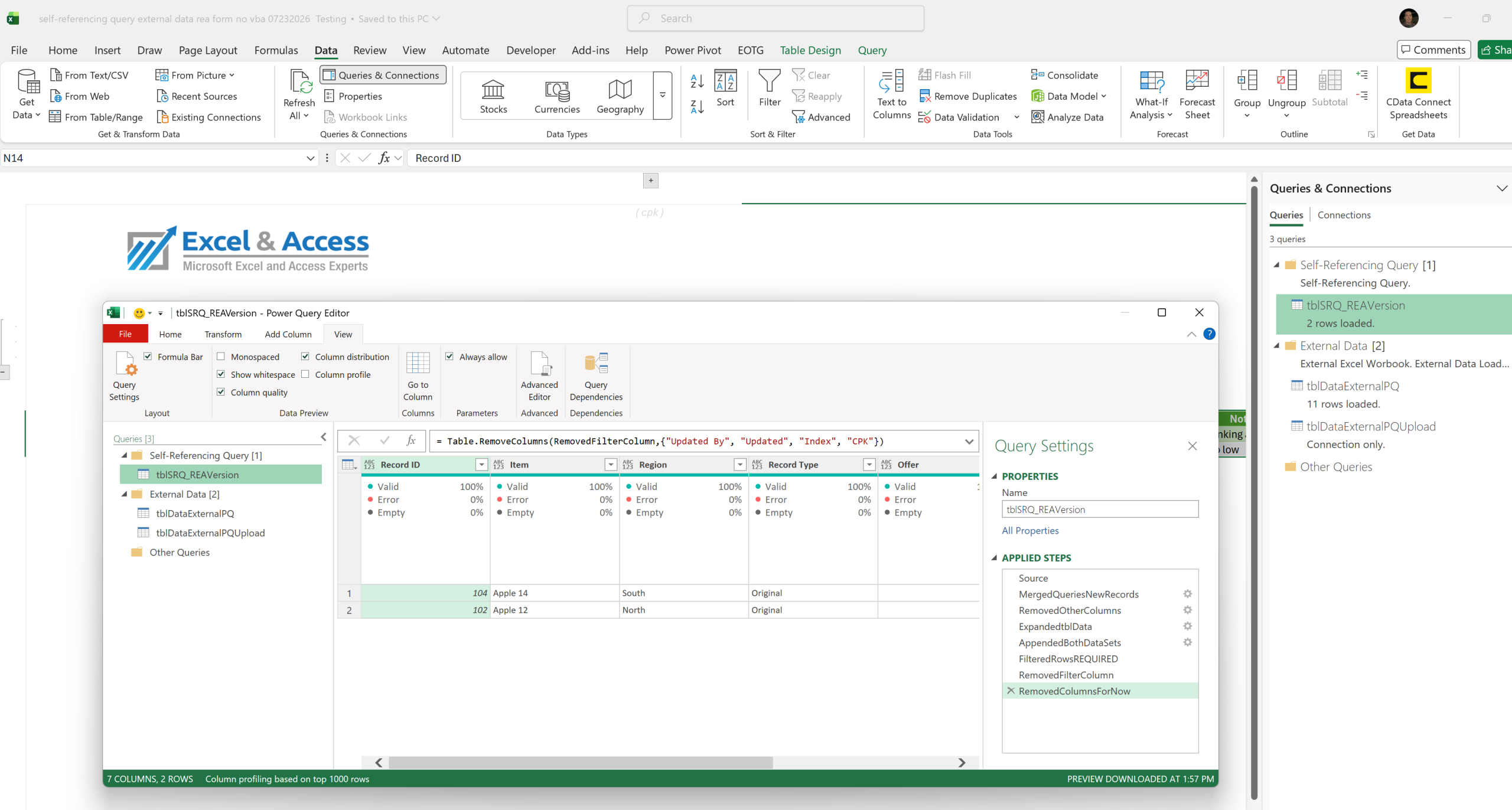 Image of the Power Query Editor.