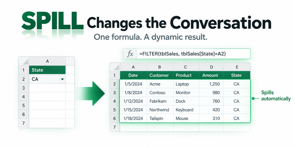Excel Dynamic Array FILTER formula returning a multi-row Spill Range from one formula.